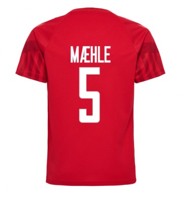 Denmark Joakim Maehle #5 Replica Home Stadium Shirt World Cup 2022 Short Sleeve
